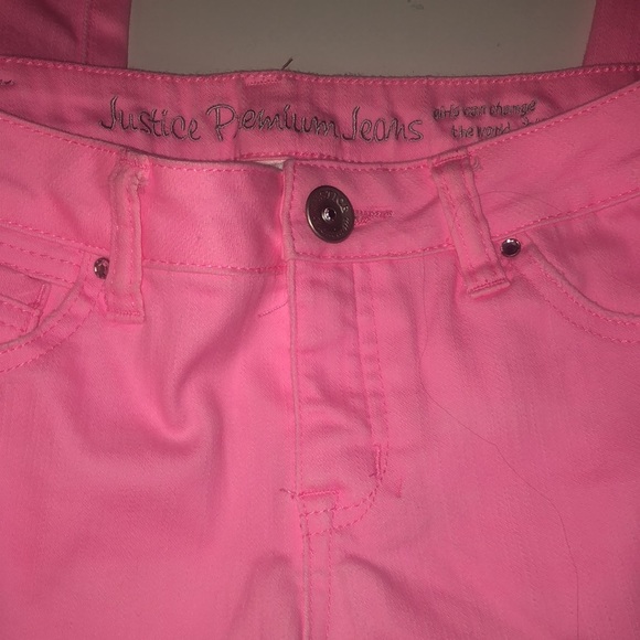 Justice Neon Pink Girls Jeans - Picture 9 of 13